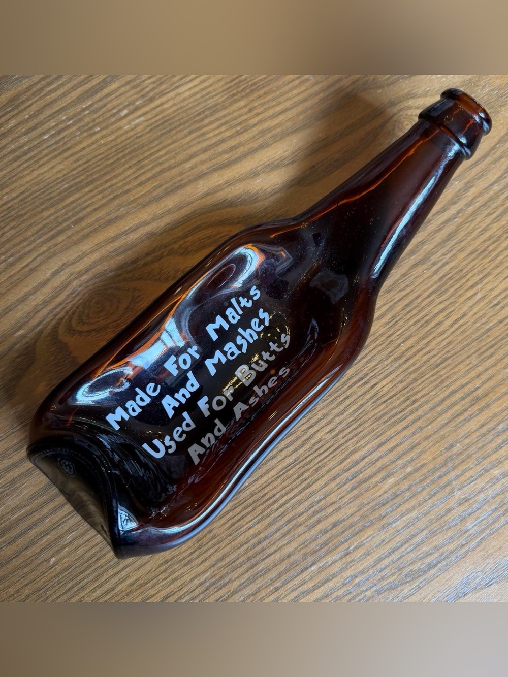 Vintage Melted Brown Bottle Ashtray collectible retro